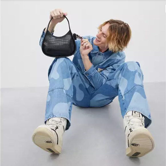 Coach Ergo Shoulder Bag In Croc Embossed Coachtopia Leather Black CT272 Rainbow - Picture 6 of 9